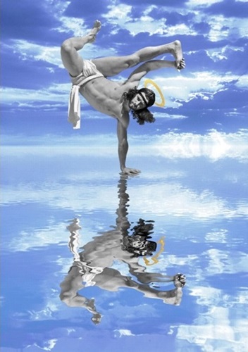 Breakdancing Jesus On Water (Candy Blue) by Cosmo Sarson