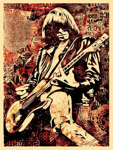 Johnny Ramone (Black & Red) by Shepard Fairey