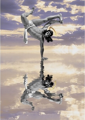 Breakdancing Jesus On Water (Lilac Drop) by Cosmo Sarson
