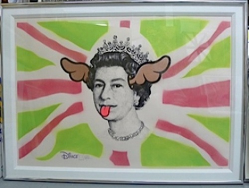 Dog Save The Queen (Hand Painted Flag Edition) by D*Face