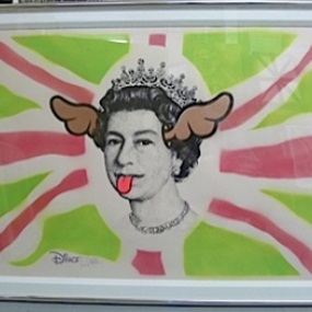 Dog Save The Queen (Hand Painted Flag Edition) by D*Face