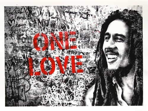Happy Birthday Bob Marley - One Love (Red) by Mr Brainwash