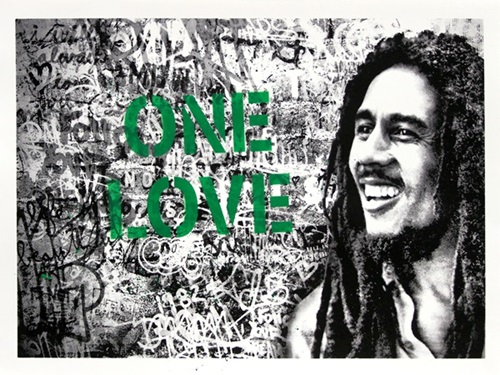 Happy Birthday Bob Marley - One Love (Green) by Mr Brainwash