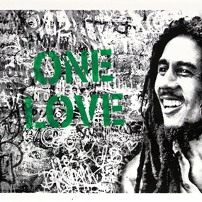 Happy Birthday Bob Marley - One Love (Green) by Mr Brainwash