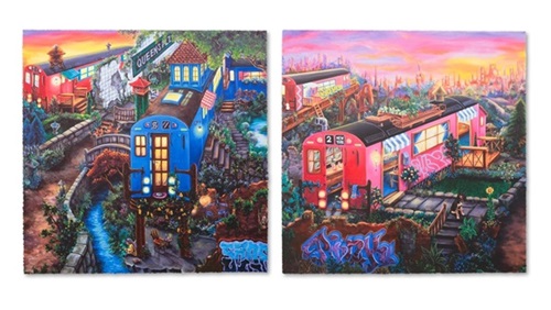 Subway Village Diptych  by Lady Pink