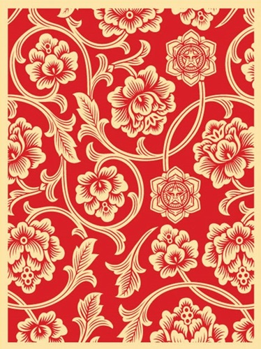 Flower Vine (Red) by Shepard Fairey
