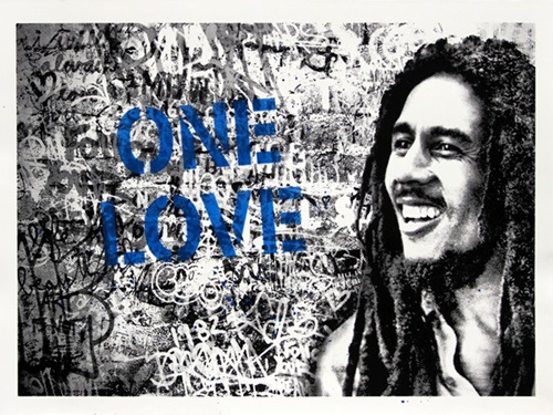 Happy Birthday Bob Marley - One Love (Blue) by Mr Brainwash