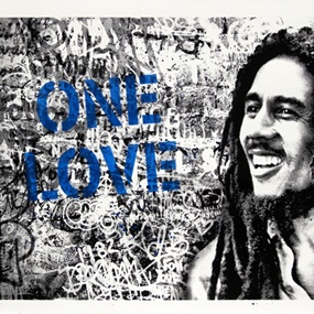 Happy Birthday Bob Marley - One Love (Blue) by Mr Brainwash