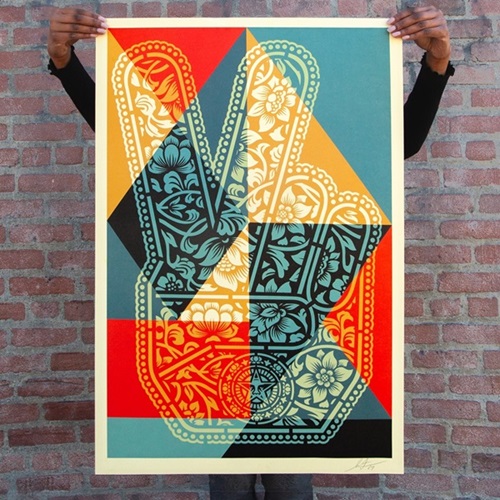 Peace Fingers (Geometric Offset) by Shepard Fairey