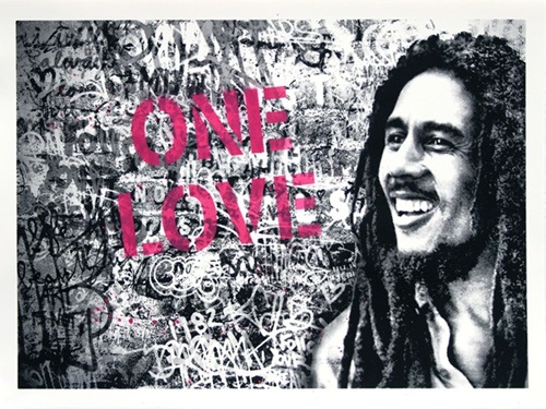 Happy Birthday Bob Marley - One Love (Pink) by Mr Brainwash