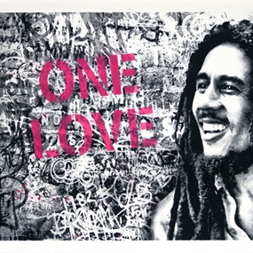 Happy Birthday Bob Marley - One Love (Pink) by Mr Brainwash