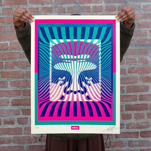 Op-Art Icon (Aqua Gradient) by Shepard Fairey