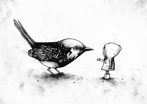 Learning To Fly (Black & White) by Dran