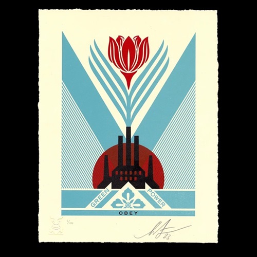 Green Power Factory (Letterpress) by Shepard Fairey