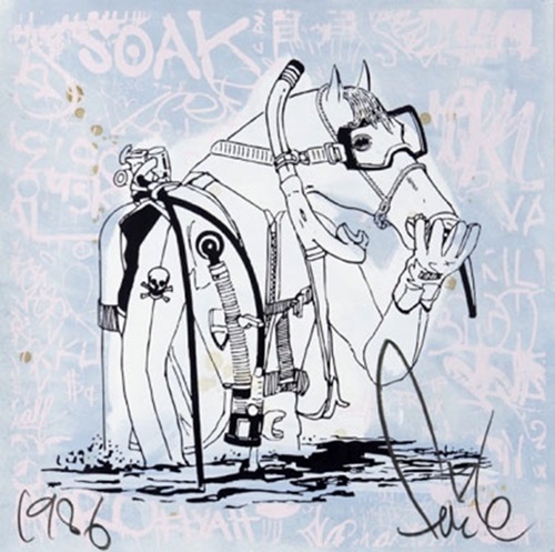 Scuba Horse (Blue / Pink) by Faile