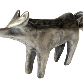 Wolf (Oxidised Silver Sculpture) by Billy Childish