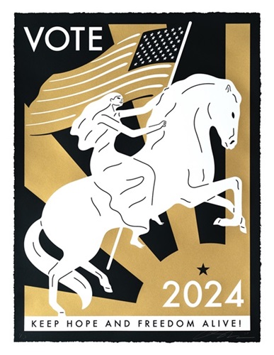 Vote, Keep Hope & Freedom Alive! (Black & Gold) by Cleon Peterson