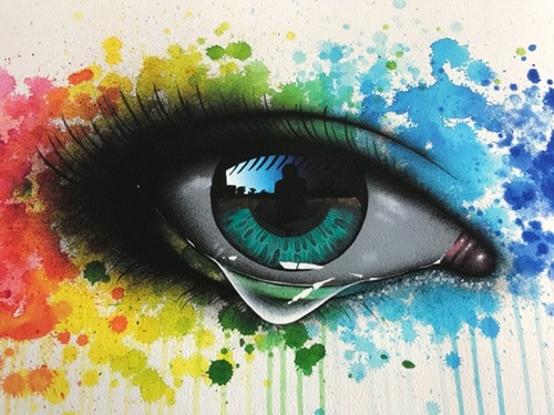 Rainbow Tears (Hand-Finished (Teal)) by My Dog Sighs