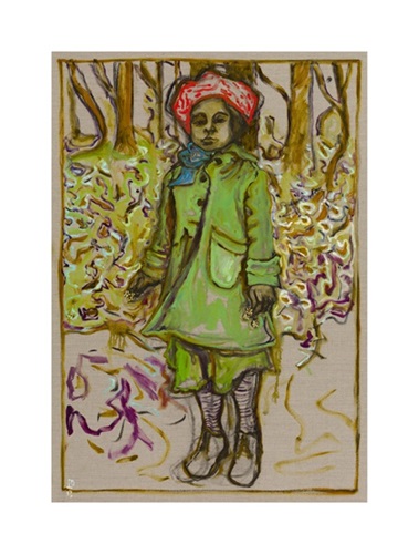 Girl Stood With Flowers  by Billy Childish