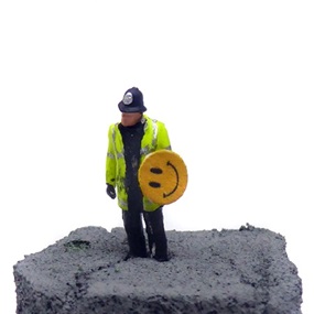 Aftermath Dislocation Principle Police Constable with a Smiley Riot Shield in a Jam Jar by James Cauty