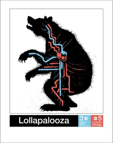 2012 Lollapalooza Artist Poster (Signed & Numbered Edition) by ROA