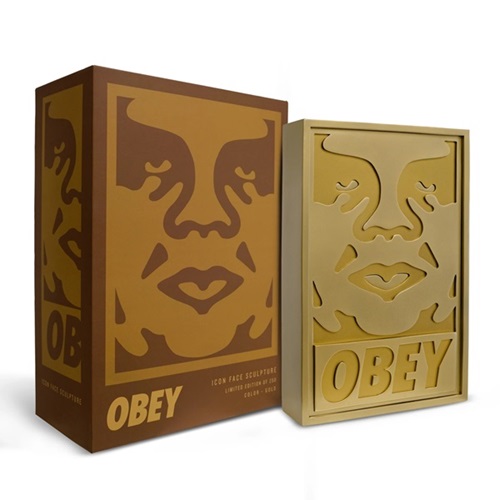 Icon Face Sculpture (Gold) by Shepard Fairey