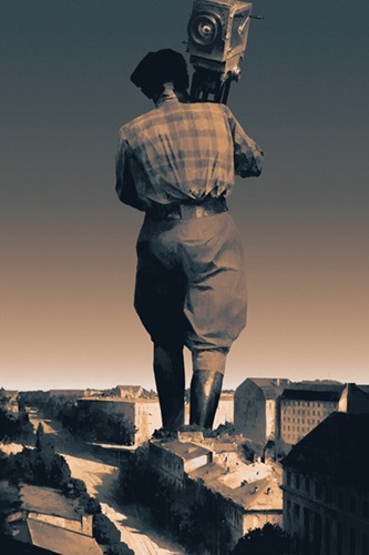 Man With A Movie Camera (Art Print) by Piotr Jabłoński