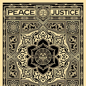 Peace And Justice Ornament (Black) by Shepard Fairey