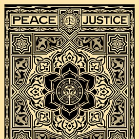 Peace And Justice Ornament (Black) by Shepard Fairey