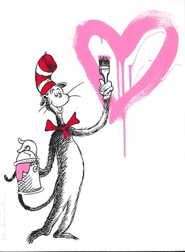 The Cat And The Heart (Pink) by Mr Brainwash