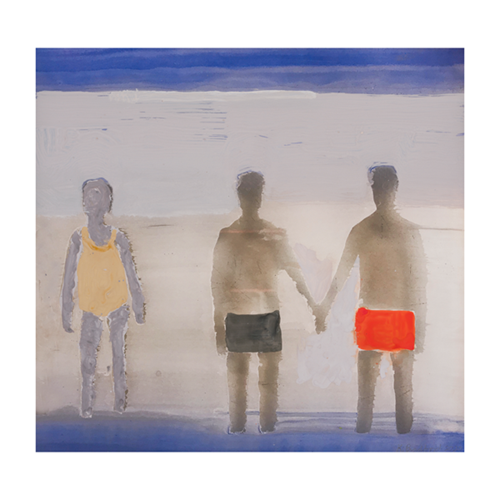 Seaside, 1 Woman, 2 Men  by Katherine Bradford