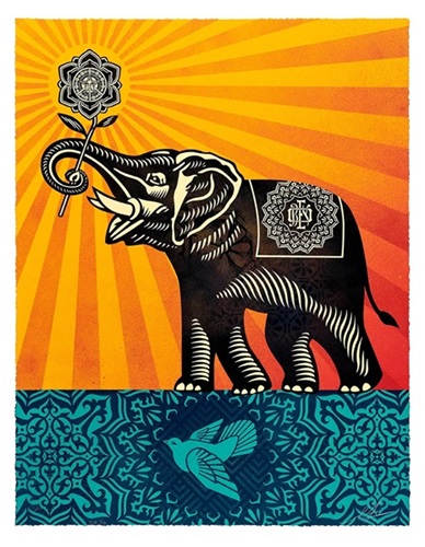 Obey Elephant (VSE Blue Sunrise Colourway) by Shepard Fairey