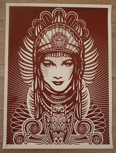 Peace Goddess (Burgundy) by Shepard Fairey