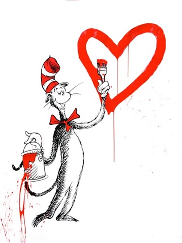 The Cat And The Heart (Large Format - Red) by Mr Brainwash