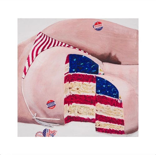 American Flag Sponge Butt Cake (Hand-Finished) by Gina Beavers