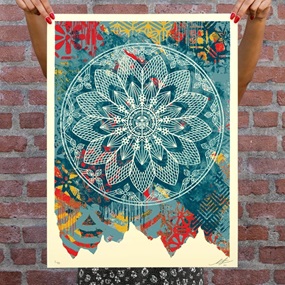 Collage Peace Mandala (Blue) by Shepard Fairey