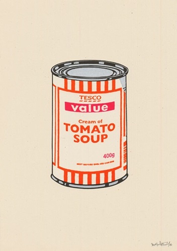 Soup Can (White, Orange, Raspberry) by Banksy