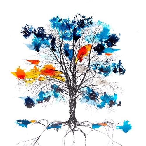 Copper Beech Web (Blue & Orange) by Rob Wass