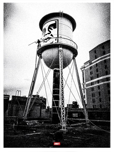 Covert To Overt - Icon Water Tower (Silver) by Shepard Fairey
