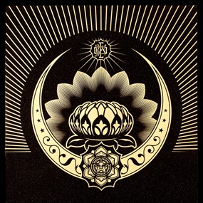 Obey Lotus Crescent (Diamond Dust - Black & Gold) by Shepard Fairey