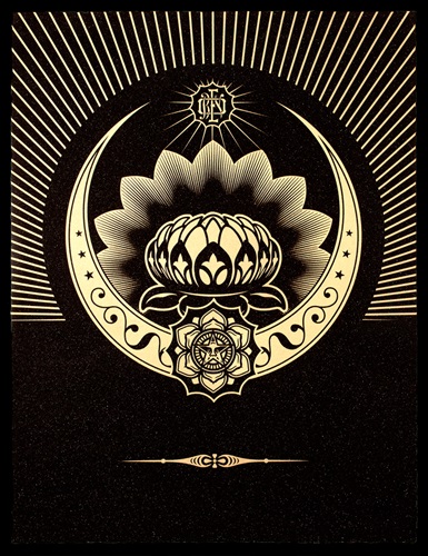 Obey Lotus Crescent (Diamond Dust - Black & Gold) by Shepard Fairey