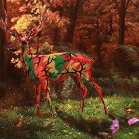 Camo Deer In Autumn by Ron English