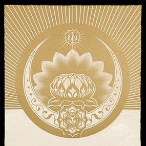 Obey Lotus Crescent (Diamond Dust - White & Gold) by Shepard Fairey