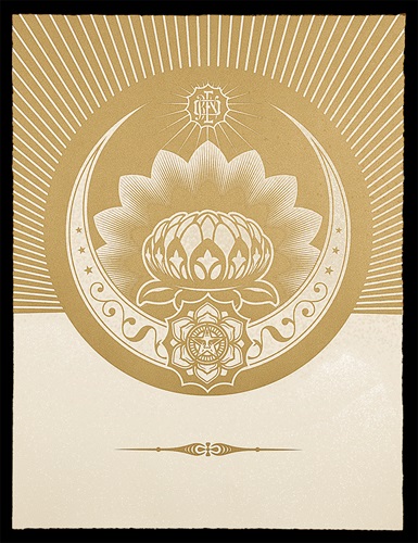 Obey Lotus Crescent (Diamond Dust - White & Gold) by Shepard Fairey