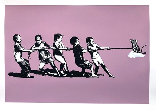 Rope Pulling (Pink) by Blek Le Rat