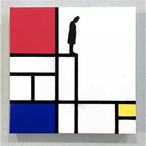 The Thinker Mondrian (Mini Canvas) by Kenny Random