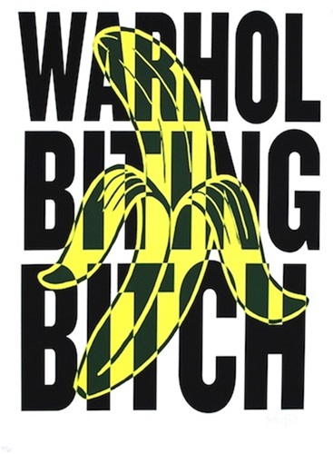 Warhol Biting Bitch (Yellow On Black) by Shuby