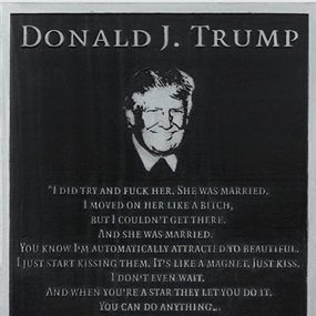 Trump Plaque (Silver) by Marilyn Minter