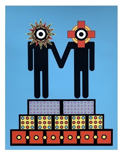 Podium Pedestrians In Blue  by Russell Shaw Higgs