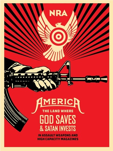 God Saves & Satan Invests (Offset Lithograph) by Shepard Fairey